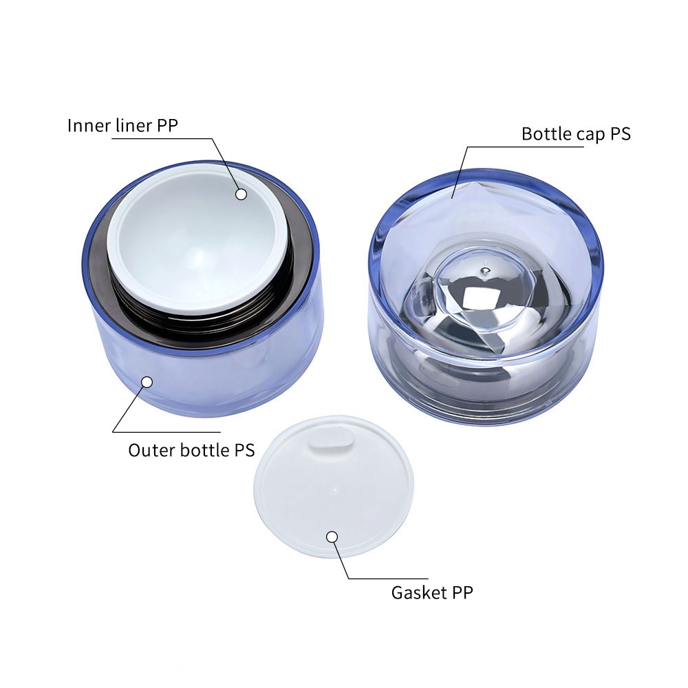 Tarro redondo de la crema facial de la loci&oacute;n de la materia prima de los PP del cuidado de piel redondo del envase cosm&eacute;tico pl&aacute;stico dise&ntilde;ado para requisitos particulares de 30g 50g