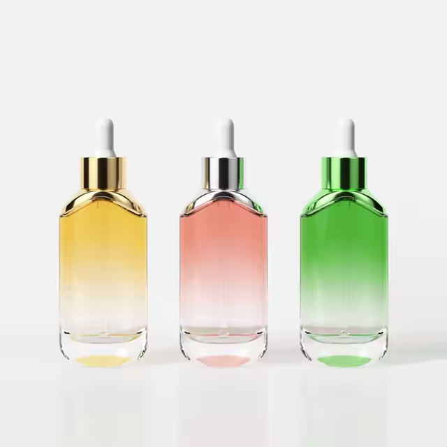 Botella de vidrio de aceite de cabello cosmético para el cuidado de la piel