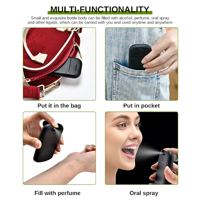 플라스틱 검정 20Ml 리필 향수병 신용 카드 분무기 스프레이 병