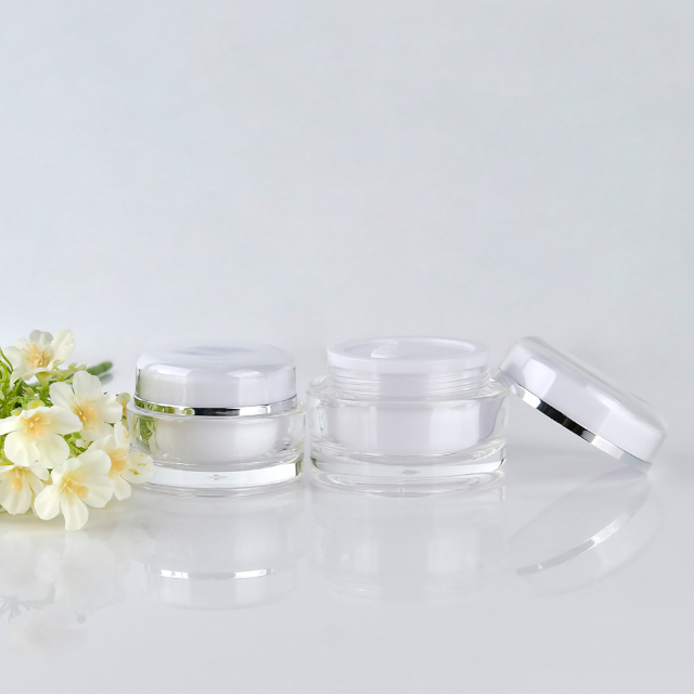 Envase de crema acr&iacute;lica de 5g, 15g, 30g, 50g, Vac&iacute;o claro, redondo, de doble pared, de pl&aacute;stico, para crema facial y ojos, paquete de cosm&eacute;ticos para el cuidado de la piel