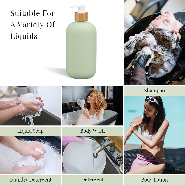 Yeşil HDPE 200ml 260ml 300ml 400ml 800ml 16oz Yumuşak Kozmetik Ambalaj V&uuml;cut Losyonu Plastik Şampuan Şişesi Kremi Kabı