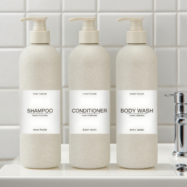 250ml ฟางข้าวสาลีย่อยสลายได้โมเดิร์นสบู่ครีมแชมพูโลชั่นปั๊มขวดพลาสติก