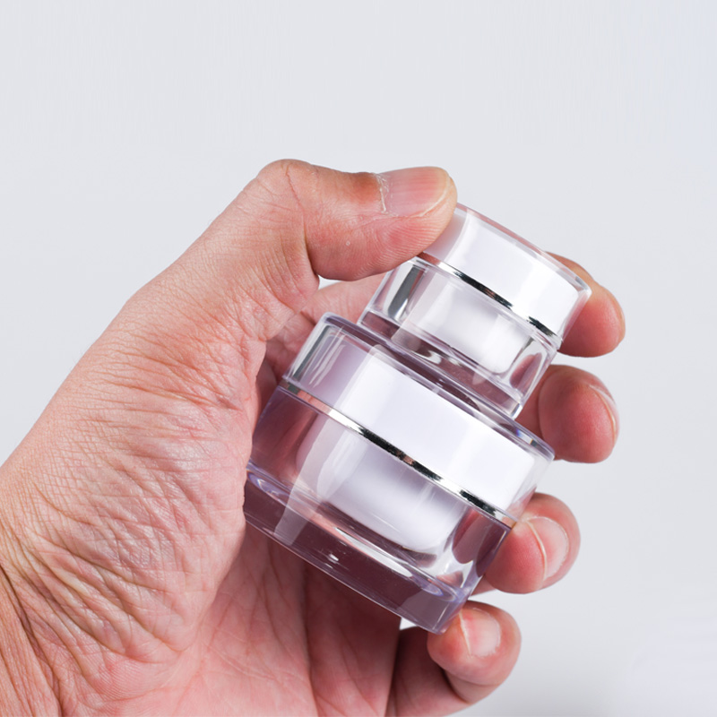 Pot rond de cr&egrave;me pour le visage et les yeux en plastique &agrave; double paroi