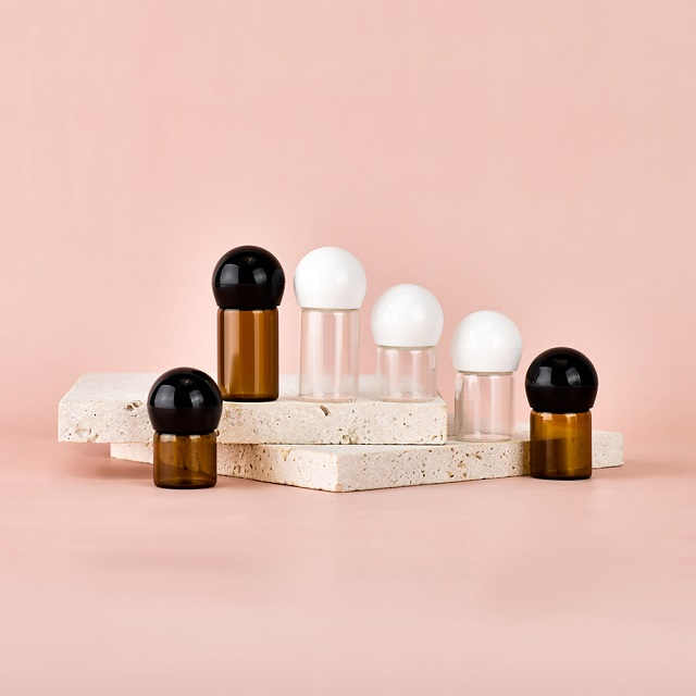 B&aacute;n bu&ocirc;n M&agrave;u n&acirc;u trong suốt 1ml 2ml 3ml Nắp bi nhỏ Chai tinh dầu Chăm s&oacute;c da mặt rỗng Hộp đựng mỹ phẩm