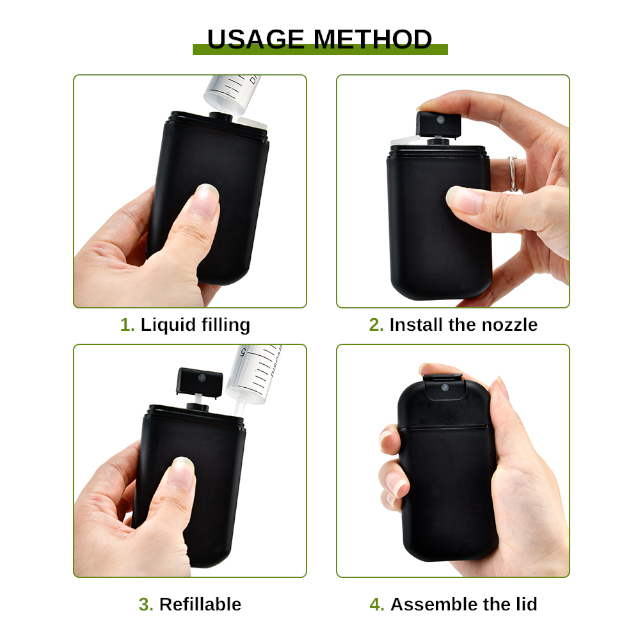 플라스틱 검정 20Ml 리필 향수병 신용 카드 분무기 스프레이 병