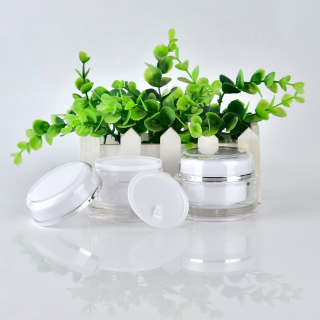 Envase de crema acr&iacute;lica de 5g, 15g, 30g, 50g, Vac&iacute;o claro, redondo, de doble pared, de pl&aacute;stico, para crema facial y ojos, paquete de cosm&eacute;ticos para el cuidado de la piel