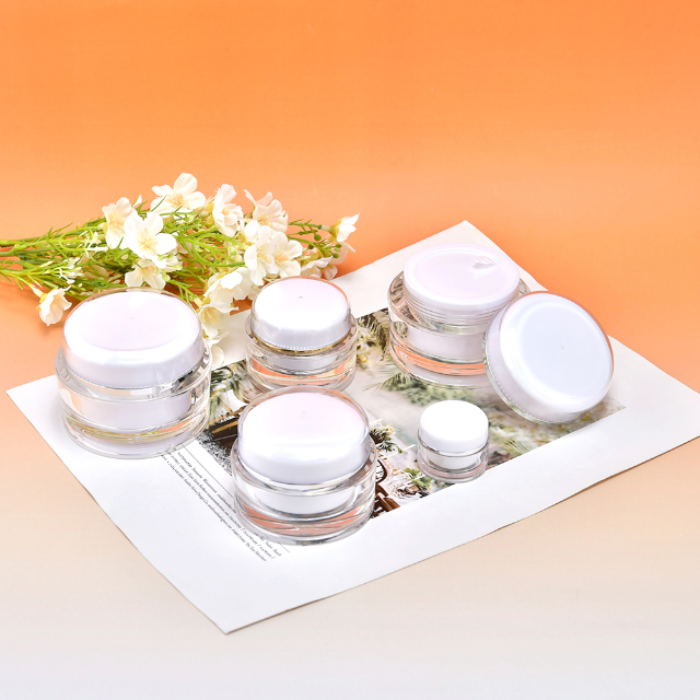 Envase de crema acr&iacute;lica de 5g, 15g, 30g, 50g, Vac&iacute;o claro, redondo, de doble pared, de pl&aacute;stico, para crema facial y ojos, paquete de cosm&eacute;ticos para el cuidado de la piel
