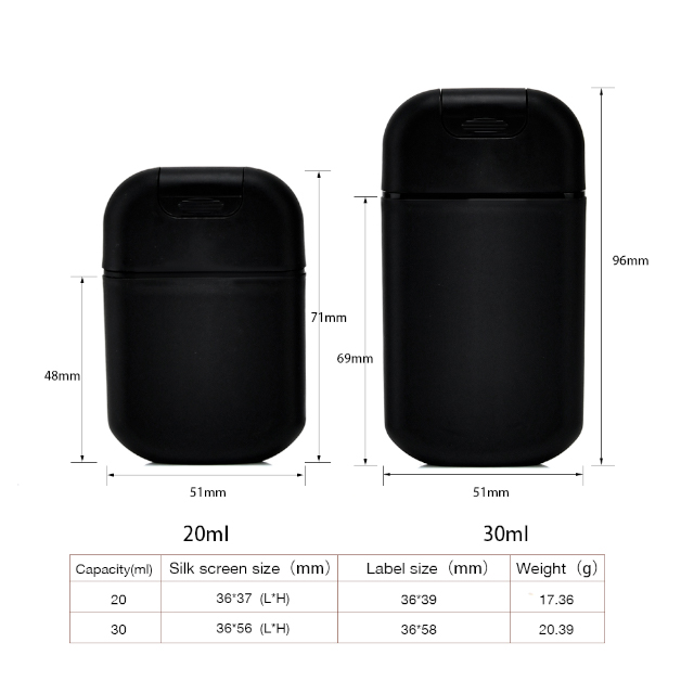 플라스틱 검정 20Ml 리필 향수병 신용 카드 분무기 스프레이 병