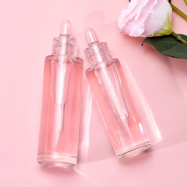 ฟรีตัวอย่างเครื่องสำอางที่ว่างเปล่า 1oz 30ml 50ml 60ml Skincare Serum น้ำมันหอมระเหยผมแก้ว Dropper ขวด clear Dropper
