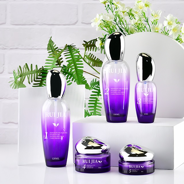 Tarro De Vidrio Cosm&eacute;tico P&uacute;rpura Verde