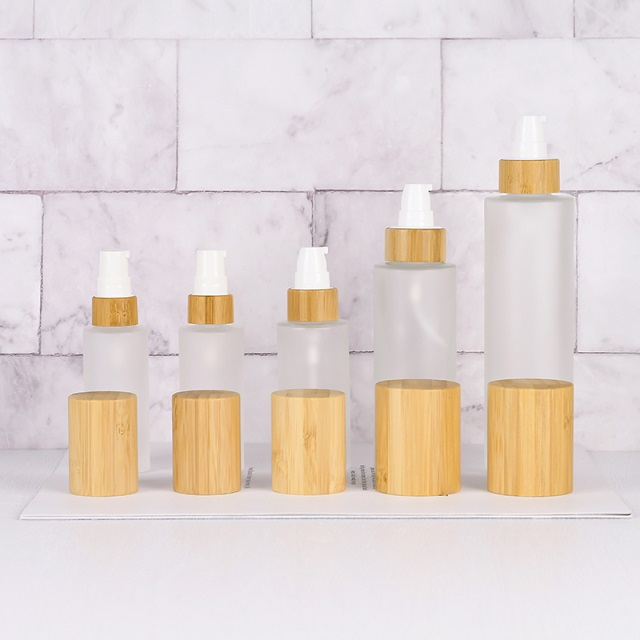 Sang Trọng 30Ml 50Ml 100Ml Rỗng Kem Dưỡng Da Kem Xịt Thủy Tinh Tr&ograve;n Mờ Trong Suốt Chai Mỹ Phẩm Bao B&igrave; C&oacute; Tre nắp Bơm