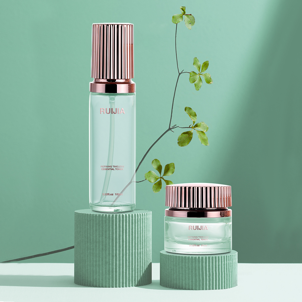 Bouteille de pompe &agrave; essence de s&eacute;rum de lotion en verre de cylindre
