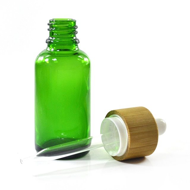 15 ml, 30 ml, 50 ml, 100 ml, mattgr&uuml;n, blau, bernsteinfarben, klare Tropfflasche aus Glas f&uuml;r &auml;therische &Ouml;le mit kindersicherem Bambusdeckel