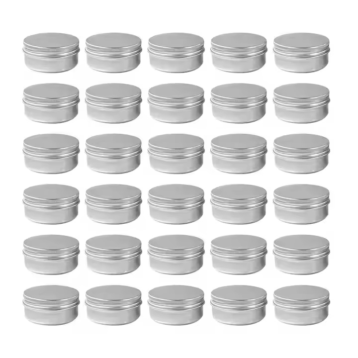 Silberne Aluminium-Kosmetikdose f&uuml;r Creme