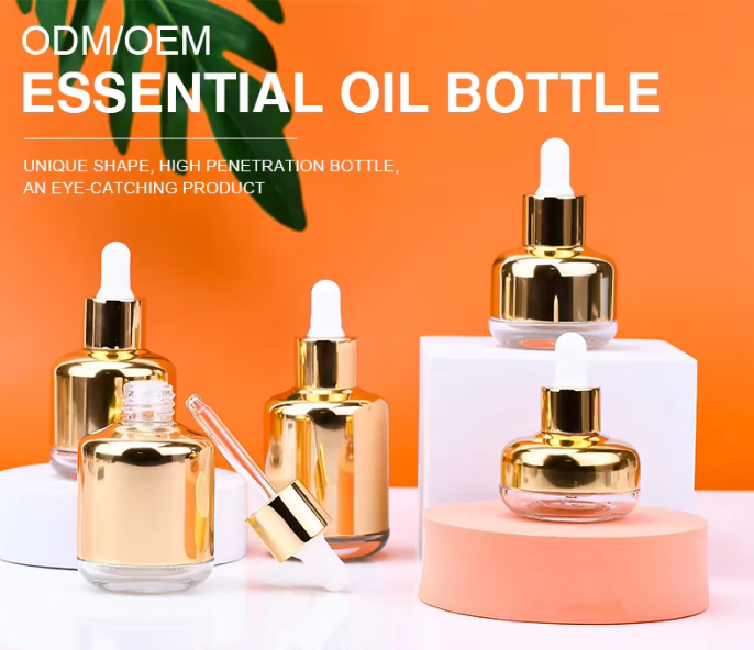 Botella cuentagotas de vidrio para aceites esenciales 