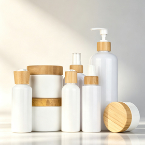 100 ml 150 ml 250 ml 500 ml 8 Unzen Kosmetikverpackungsbeh&auml;lter K&ouml;rpershampoo Haustier Plastikflasche mit Bambusdeckel