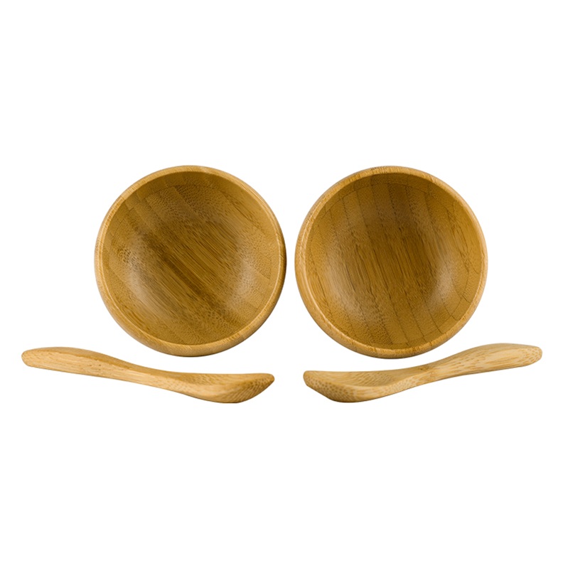 Bol en bambou personnalis&eacute; &eacute;cologique, Mini bol mignon pour soins de la peau du visage, bol en bambou avec cuill&egrave;re