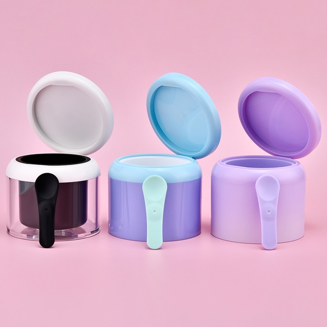 OEM roze plastic poederpot met magnetische lepel
