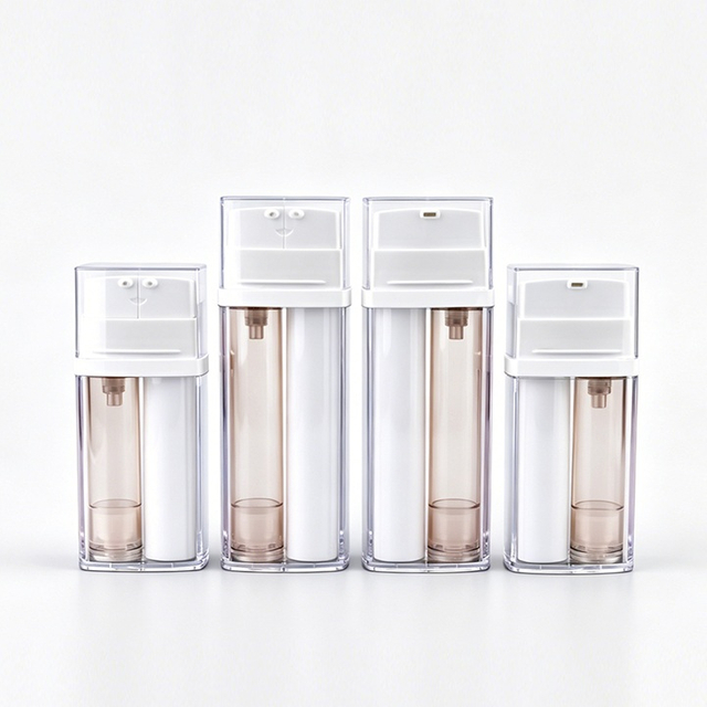 B&aacute;n Trống Đ&ocirc;i Ống 2 Trong 1 Buồng K&eacute;p Mặt Kem Dưỡng Da Mắt Serum Nhựa Đựng Mỹ Phẩm Kh&ocirc;ng C&oacute; Kh&ocirc;ng Kh&iacute; Bơm Chai