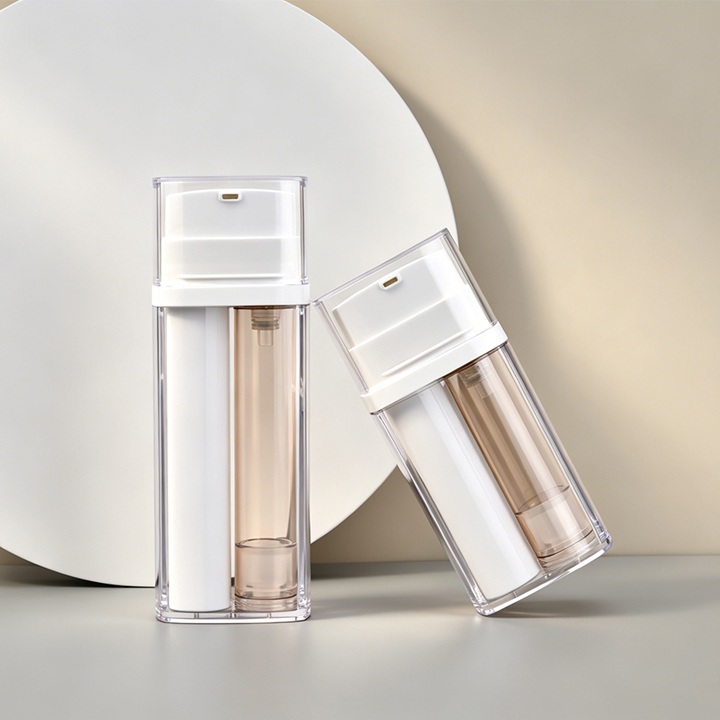 Double Tube vide 2 en 1, Double chambre, cr&egrave;me pour le visage, cr&egrave;me pour les yeux, s&eacute;rum, cosm&eacute;tique, Lotion sans air, bouteilles &agrave; pompe, offre sp&eacute;ciale