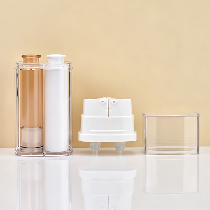 Double Tube vide 2 en 1, Double chambre, cr&egrave;me pour le visage, cr&egrave;me pour les yeux, s&eacute;rum, cosm&eacute;tique, Lotion sans air, bouteilles &agrave; pompe, offre sp&eacute;ciale